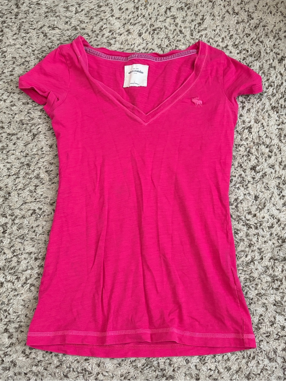 Abercrombie & Fitch Women's V-Neck Tee - Hot Pink